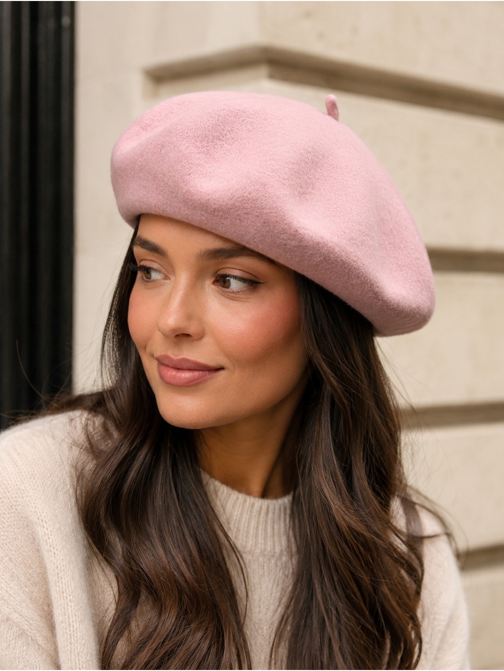 Pink Wool Blend French Beret | Classic Parisian Chic Hat One Size